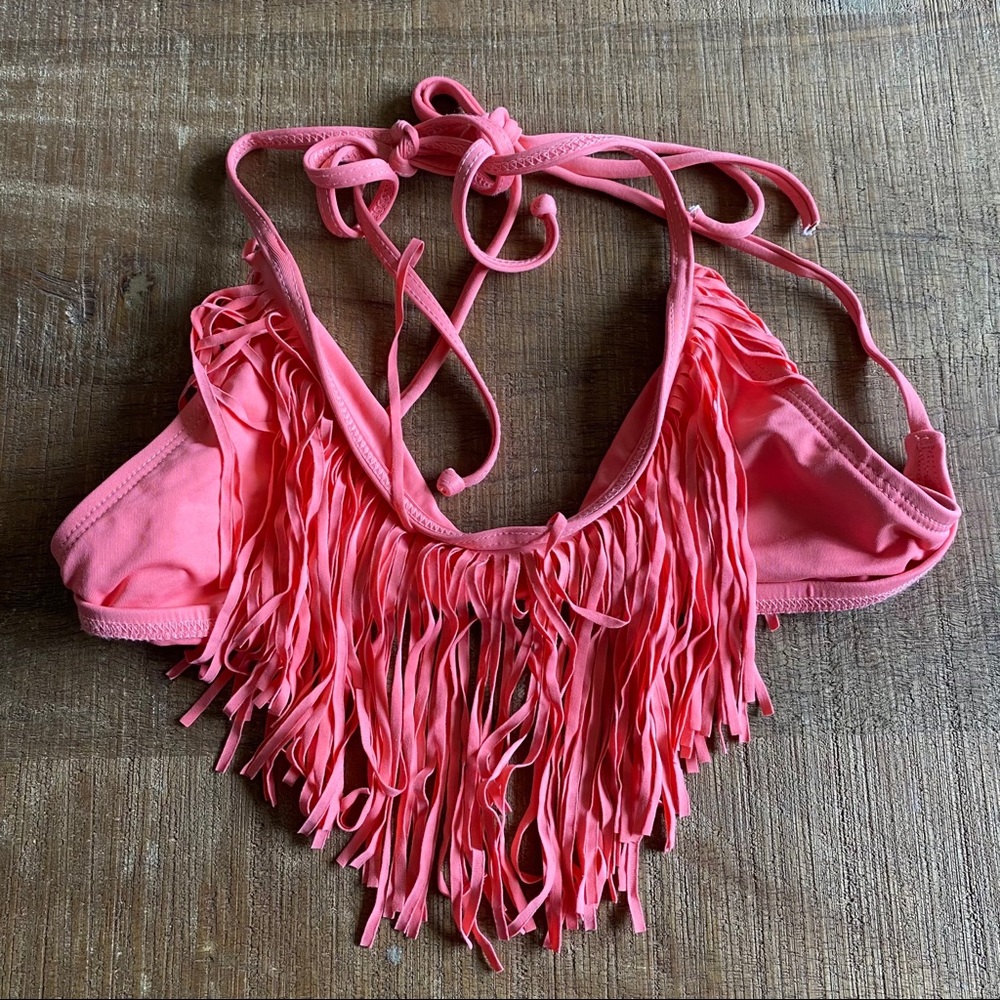 L Space ‘Audrey Fringe’ bikini top.